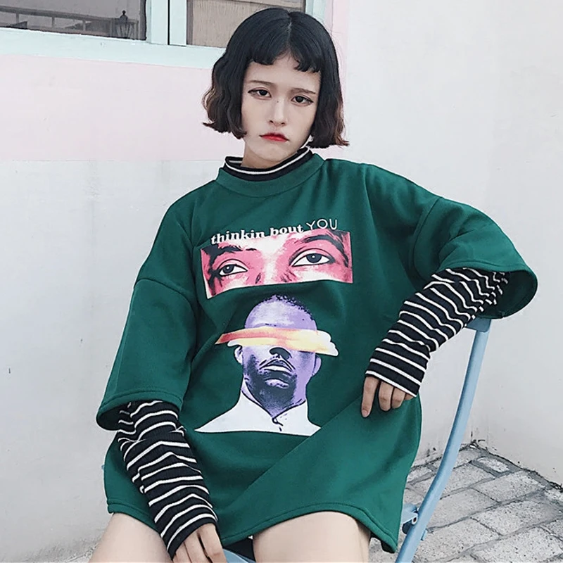 Sudadera Mujer 2021 Для женщин с капюшоном в Корейском стиле Ulzzang Harajuku Свободные одежда