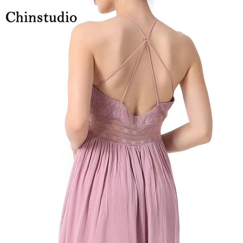 Vestidos mujer Настоящее Новое Chinstudio 2018 слинг выдалбливают спинки шить платье женские