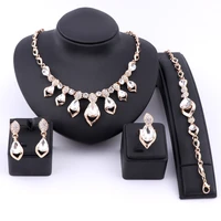 wedding party necklace set jewelry sets for women fashion cz crystal rhinestone gold color pendant costume bridal accessories