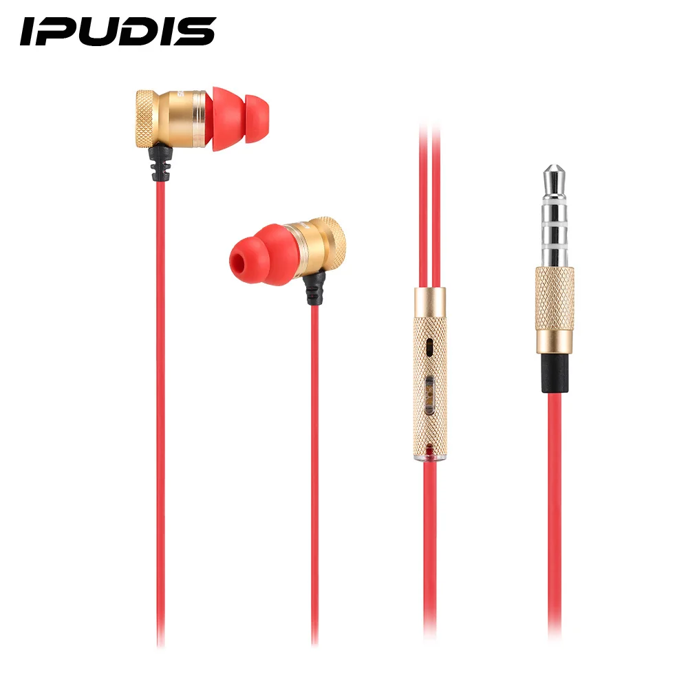 IPUDIS металлические проводные наушники стерео вкладыши с микрофоном|headphones with