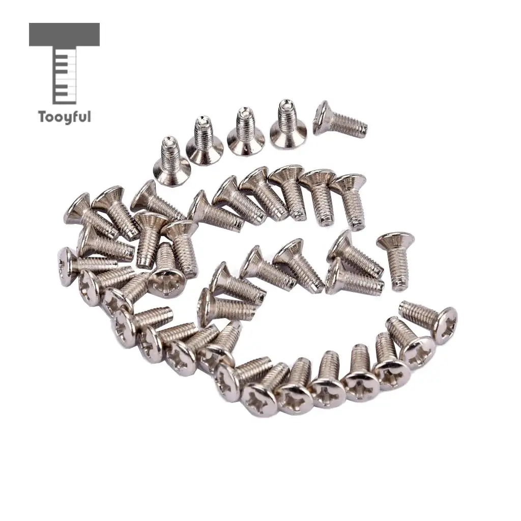 

Tooyful 40 Pcs Switch Nickel Plated Flat Head Mounting Screws for Guitar Parts