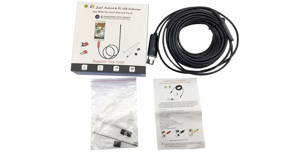 Мини эндоскопа Камера 1 м/2 м/3.5 м/5 м/10 м ПК Android 7 мм объектив Водонепроницаемый инспекции бороскоп Micro USB OTG автомобиля Камера эндоскопа