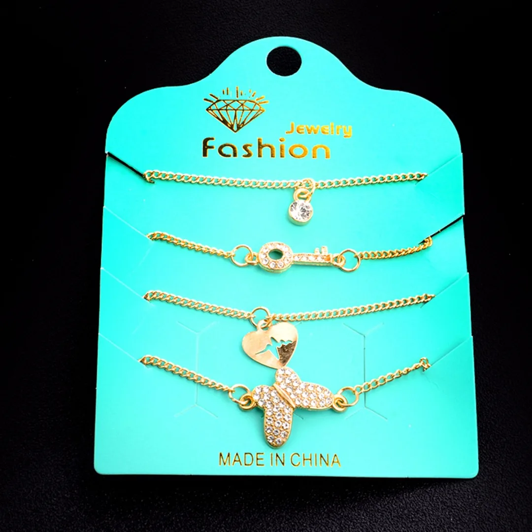 Женский комплект ювелирных изделий pulseira feminina 4 шт./компл. браслет с бабочками из
