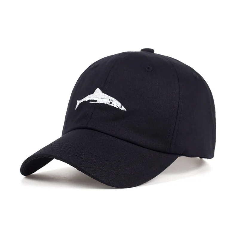 Летняя мужская бейсболка для душа сшитая Акула Кепка snapback хип-хоп вышивка изогнутая лента папа шляпа рыбка солнце шапка