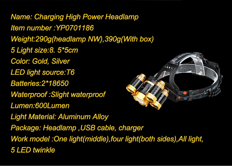WEST BIKING велосипед 5LED фары супер яркий золотой масштабируемые 4 режима из