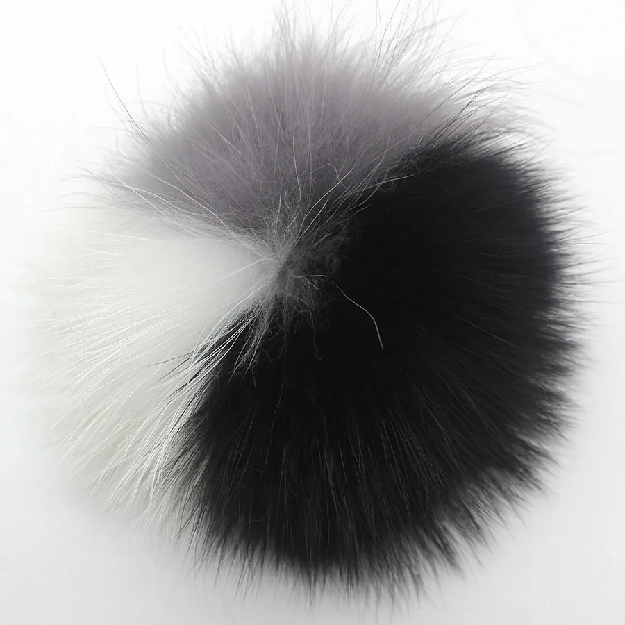 13cm black white g DIY 13 см 15 см натуральный мех енота помпон для вязаного шарфа Осень Зима Шарфы из натурального меха лисы помпон для шапки шарфы и обертывания - Цвет: 13cm black white g