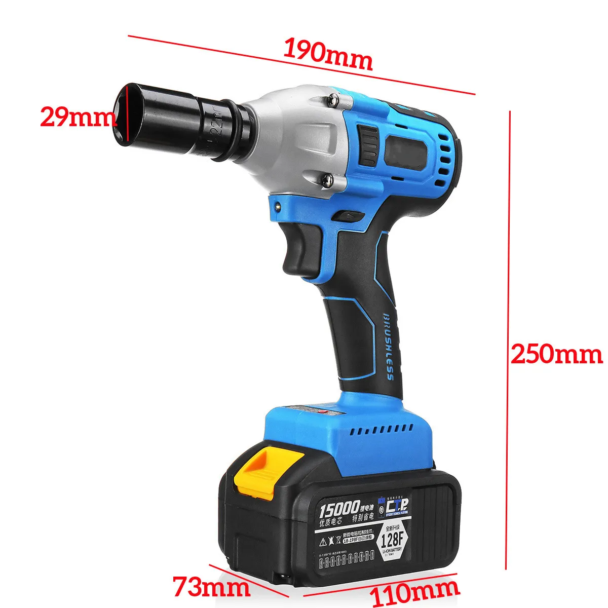 100-240V AC 15000mAh литий-ионный аккумулятор 1/2 ''держатель бит 340 N. m электрический бесщеточный ударный ключ с сумкой