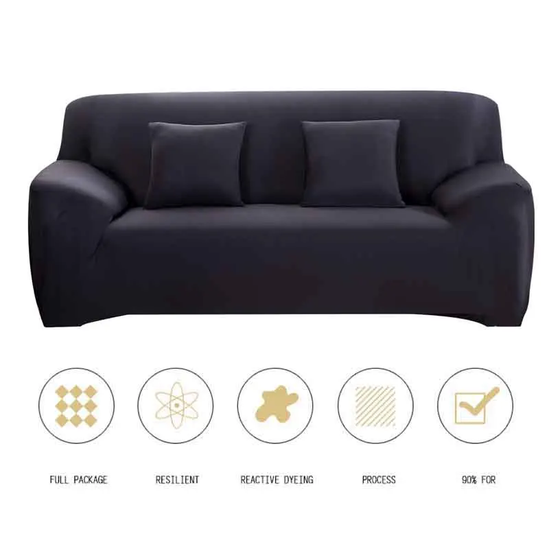 Pure Color Polyester Fiber Sofa Cover Removable Elastic All-inclusive Living Room Covers Single Two Three | Дом и сад