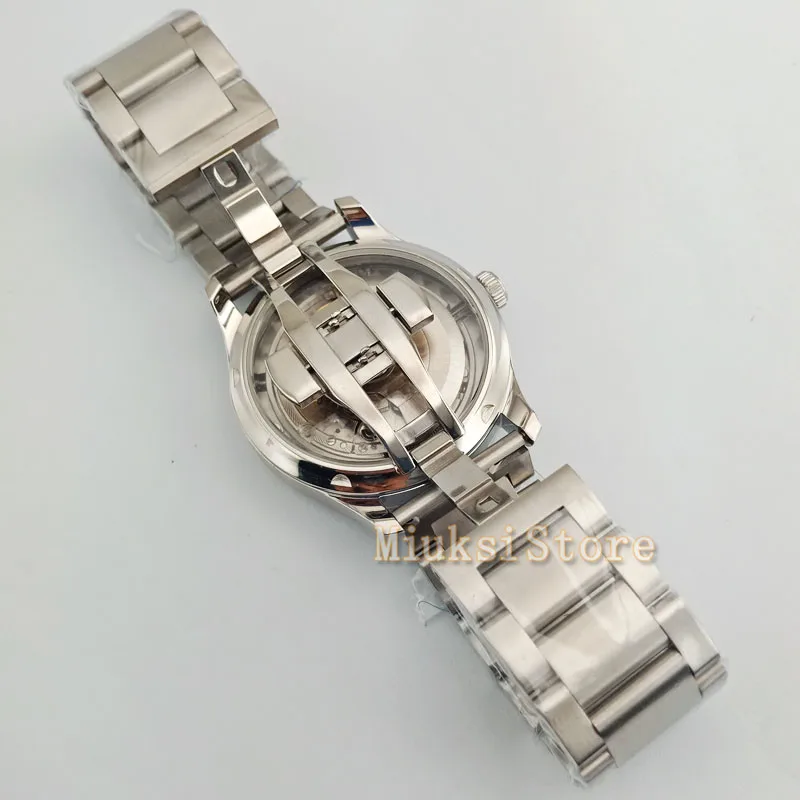 Мужские Роскошные часы Parnis 43 мм стальной ремешок резерв мощности Sea gull 2505