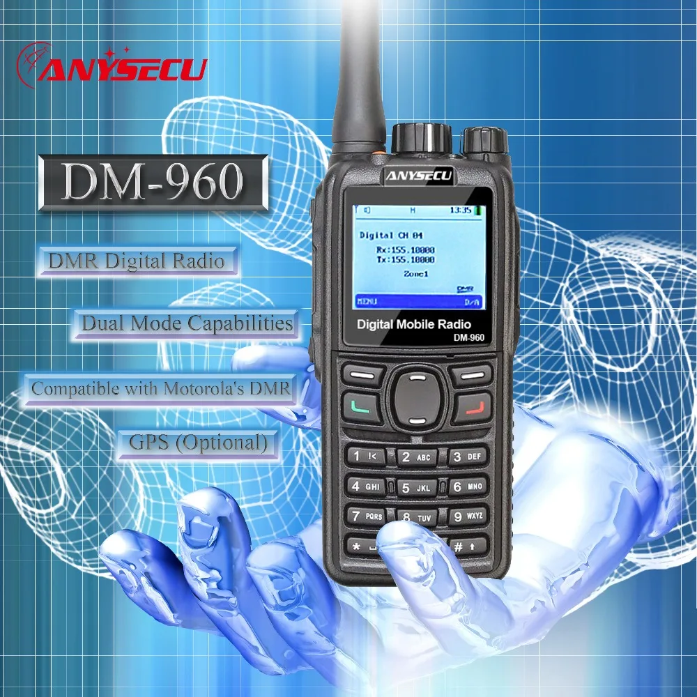 2 шт. двойной режим TDMA цифровой/аналоговый DMR радио anysecu DM-960 VHF 3000 мАч Совместимость