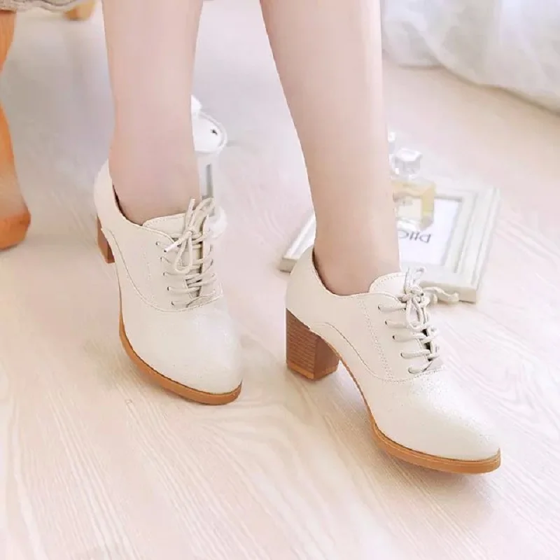 Женские ботильоны из искусственной кожи на толстом каблуке бежевая рабочая