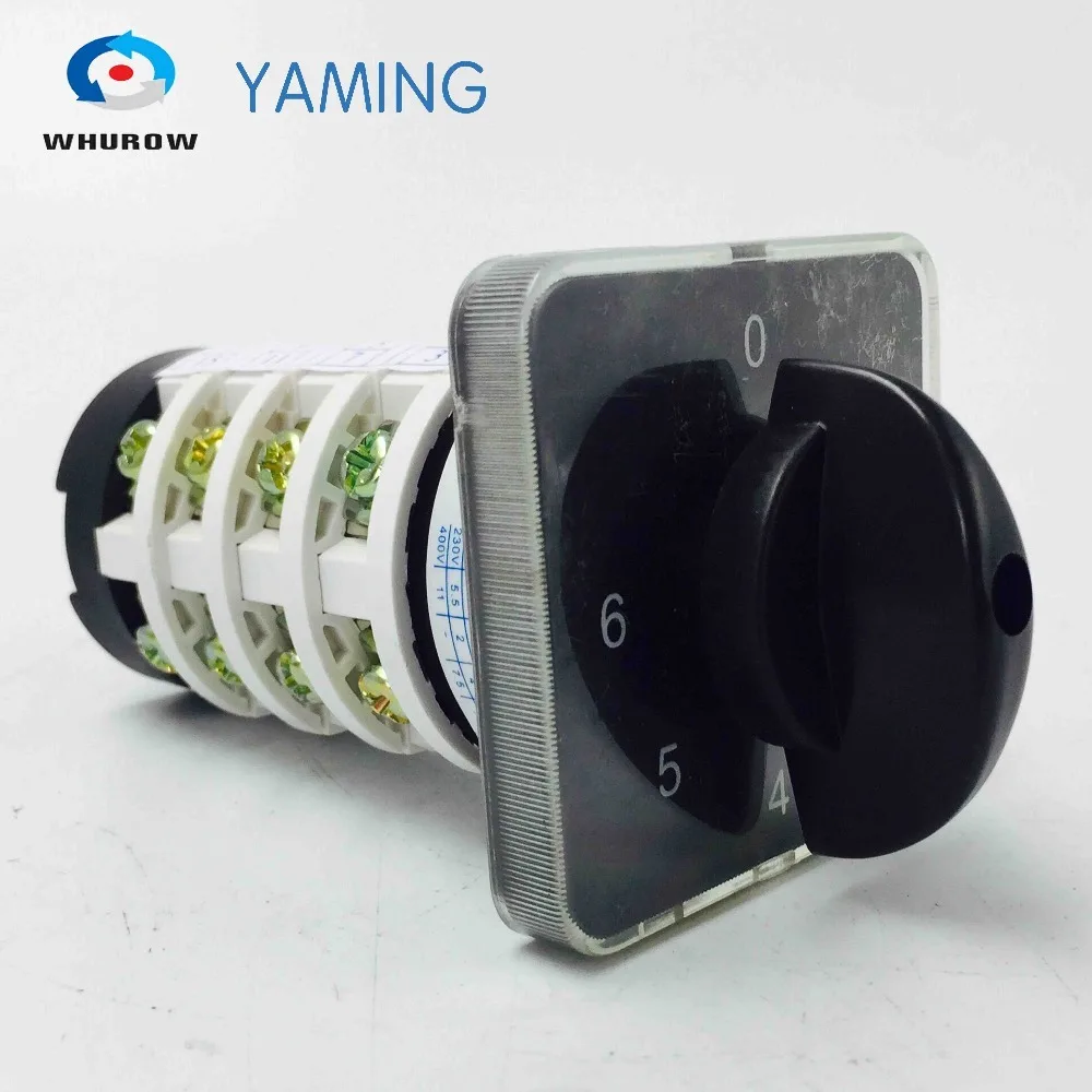 

Yamin Electric HZ5B-20/4 control switch 4 knots 20A 0-6 position Universal changeover rotary cam switch interruptor