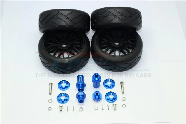 1/10 AXIAL YETI 90026 ALLOY FRONT &amp REAR HEX ADAPTERS+RUBBER ON-ROAD RADIAL TIRES WITH PLASTIC WHEELS-SET YT88910/0823 | Игрушки и