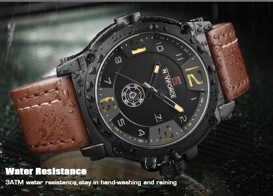 Мужские часы NAVIFORCE Топ люксовый бренд мужские кожаные часы Мужские Аналоговые кварцевые часы водонепроницаемые спортивные армейские военные наручные часы