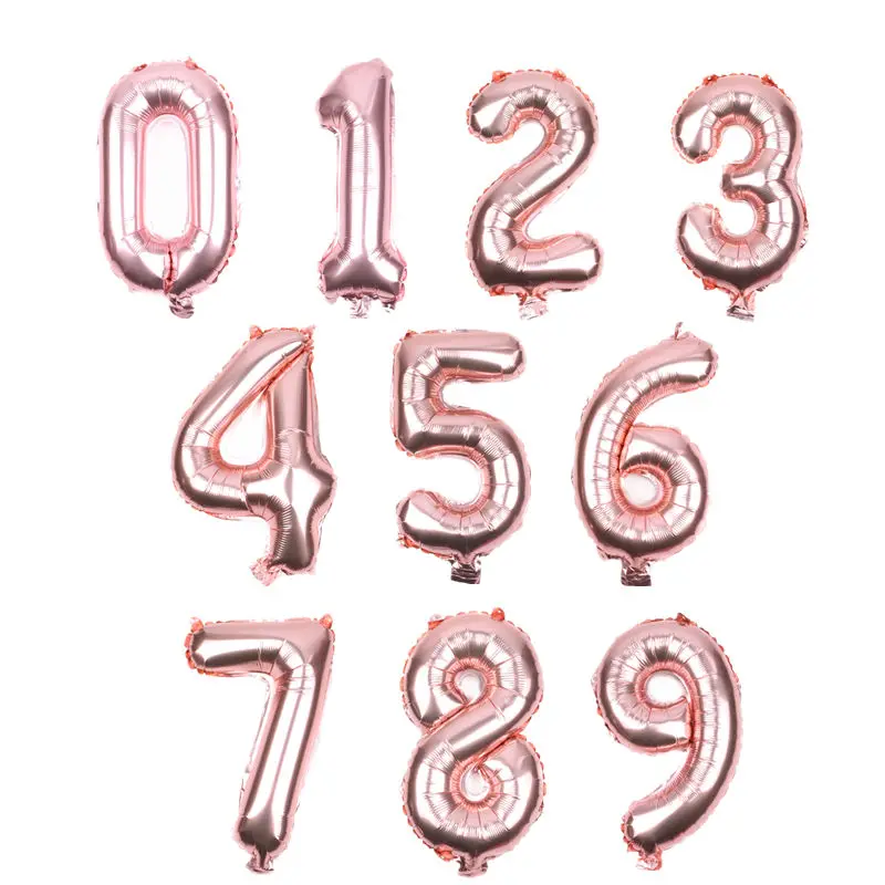 Rose gold GOGO PAITY 16 дюймов 32 дюймов цифровой алюминиевый шар золотой серебряный черный розовый Золотой номер праздничные вечерние шары - Цвет: Rose gold
