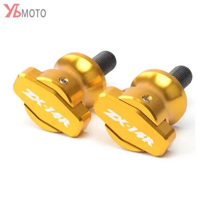 Горячая МОТОЦИКЛ маятник Катушки слайдер для KAWASAKI NINJA ZX14R ZX-14R ZX 14R ZZR1400 ZX1400 GTR1400 M10 стенд с винтами - Цвет: Gold