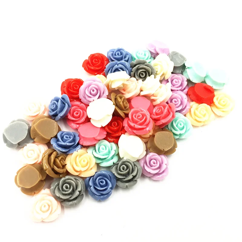 

30Pcs Cameo Cabochon Decoration Rose Flower Acrylic Flat Back Mixed Colourful Fashion Jewelry DIY Making Findings 17mm