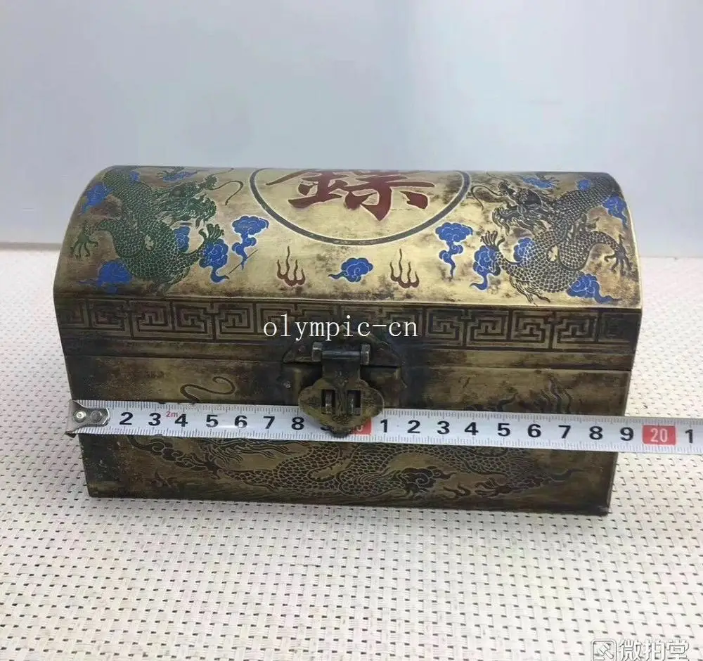 7 5 ''старая медная резная Картина Дракон Дизайн эскорт Чехол Коробка коробки