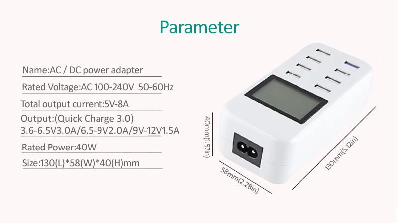 INGMAY 8 портов Смарт USB зарядное устройство ЖК-дисплей Быстрая зарядка 3,0 зарядная станция для iPhone samsung huawei Mi DV QC адаптер питания