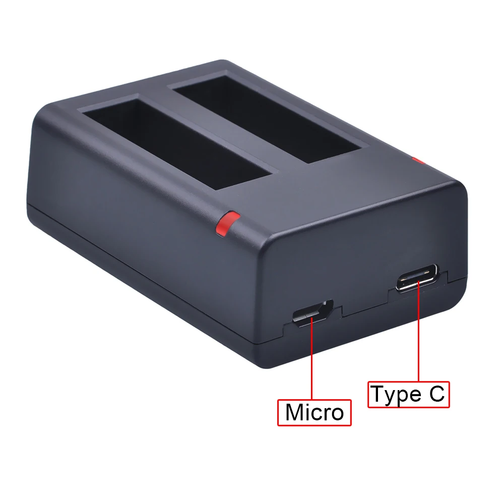 2 шт. 2720 мАч Gopro Fusion Батарея Accu + Dual USB Зарядное устройство с Тип C Порты и разъёмы для