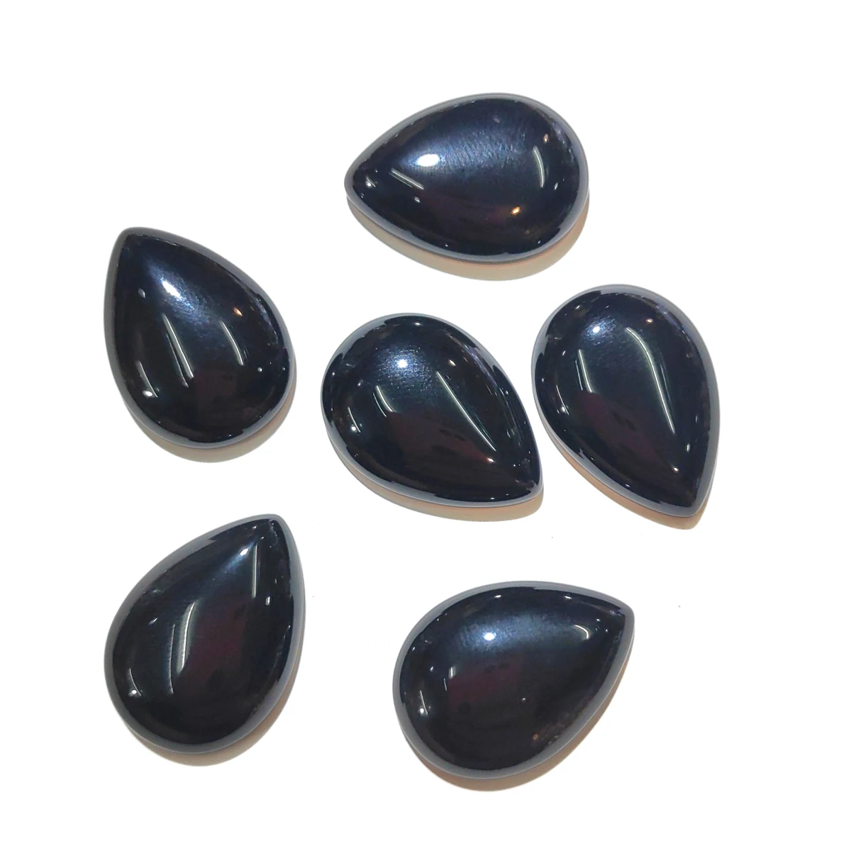 

10 PCS Black Agates Natural Stones Cabochon 12x16mm 13x18mm 15x20mm 18x25mm Water Drop Shape No Hole for Making Jewelry DIY