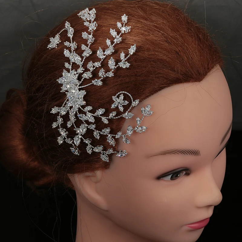 Tiaras And Crowns HADIYANA Creative Leaf Shape Design Elegant Hair Jewelry For Women With Zircon BC4931 Crystal Clip | Украшения и