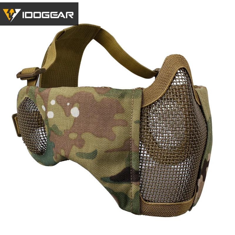 Маска для страйкбола IDO GEAR сетчатая полумаска лица с защитой ушей пейнтбольное