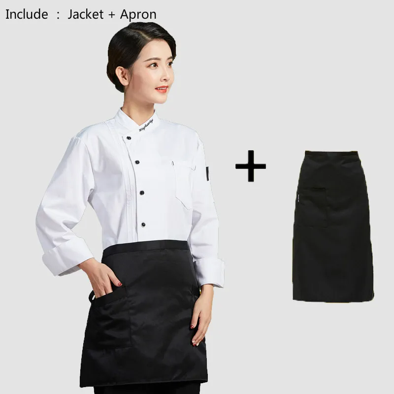 2pcs Кухонная Униформа шеф-повара дышащая однобортная куртка для обслуживания еды унисекс для ресторана отеля Кондитерская поварская одежда рабочая одежда Униформа - Цвет: 2pcs