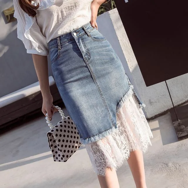 Летняя одежда для Женский в Корейском стиле женская джинсовая юбка с высокой