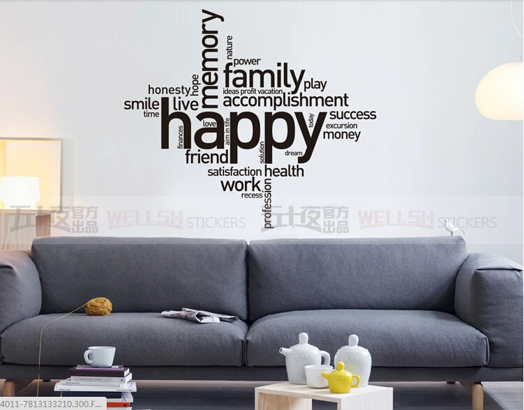 Виниловая наклейка на стену для семьи с надписью Happy Family Work Quote Home настенная