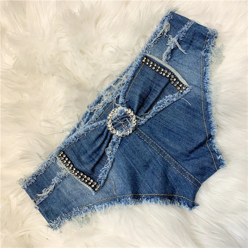 

Sexy Denim Micro Mini Shorts Women Pole Dance Short Jeans Hot shorts 2020 Fashion Low waist Back Bow Pretty Little Thing B039
