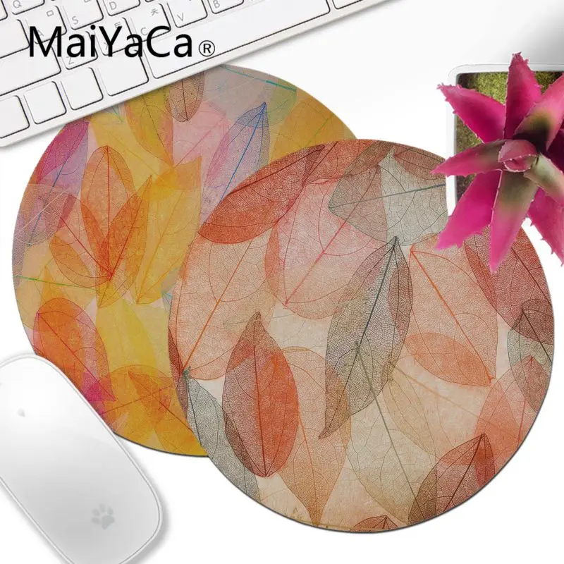 

MaiYaCa New Design Autumn leaves pattern Unique Desktop Pad Game Mousepad Soft Rubber Durable Notebook Gaming Round mouse pad