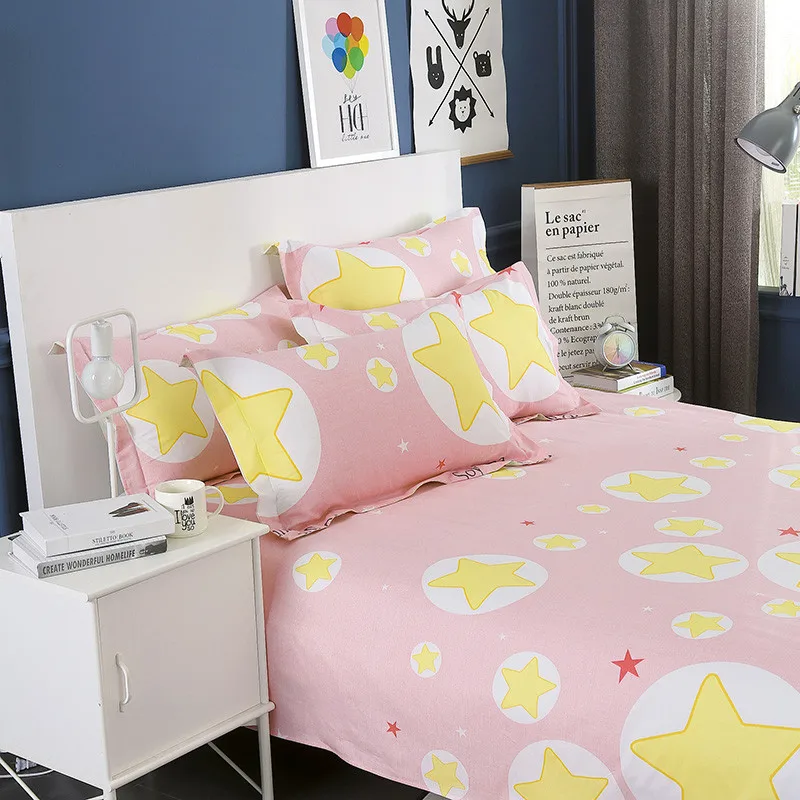 Мода мультфильм розовый плюс желтый маленький рисунок звезды домашний текстиль