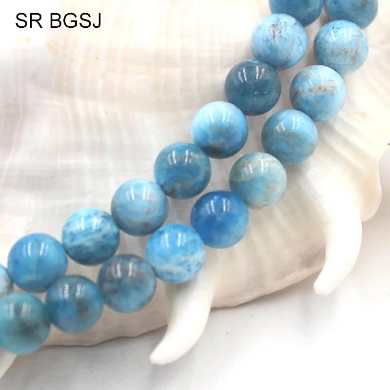 Free Shipping 6mm 8mm 10mm Round Blue Apatite Loose Gems Stone Beads Strand Wholesale 15&quot|Бусины| |