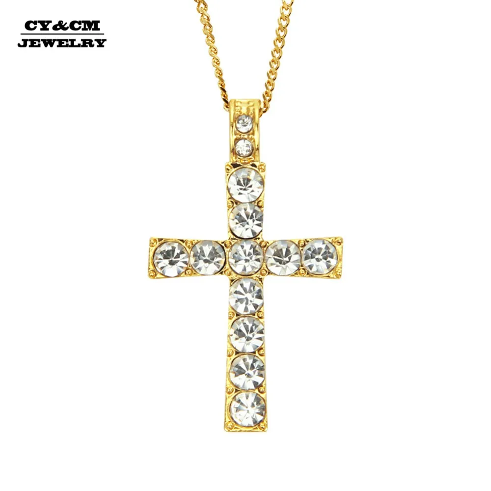Для мужчин и женщин хип хоп сплав крест подвеска Bling Iced Out AAA стразы кристалл