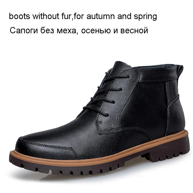 Black no fur Reetene/; сезон осень-зима; Плюшевые Мужские ботинки в стиле ретро; удобная брендовая Повседневная обувь; зимние ботинки из натуральной кожи; Zapatos De Invierno - Цвет: Black no fur