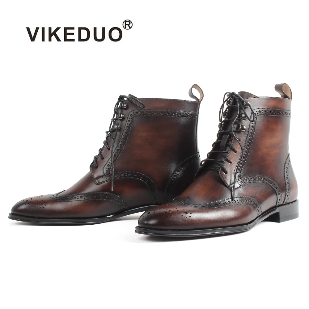 Броги VIKEDUO на шнуровке патина заказ ручная работа осенние коричневые