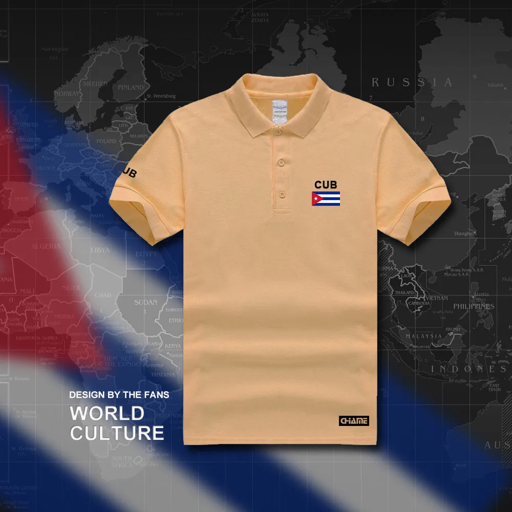 Кубинские мужские рубашки поло с коротким рукавом, белые, брендовые, с принтом для страны, хлопок, Национальный флаг, новая мода, повседневные, CU CUB