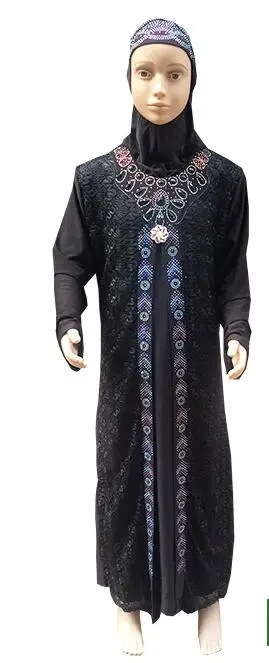 2 шт. мусульманские Макси платья для девочек одежда костюм детская мусульманская