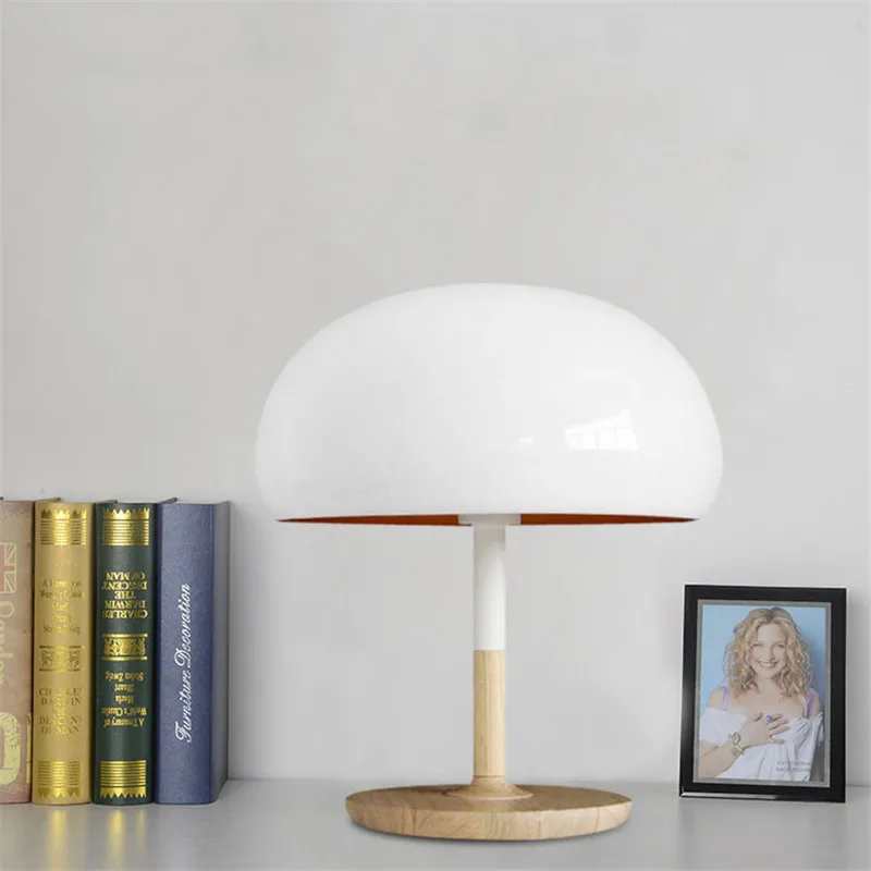 Винтажный Белый Настольный светильник в виде грибов деревянная настольная лампа