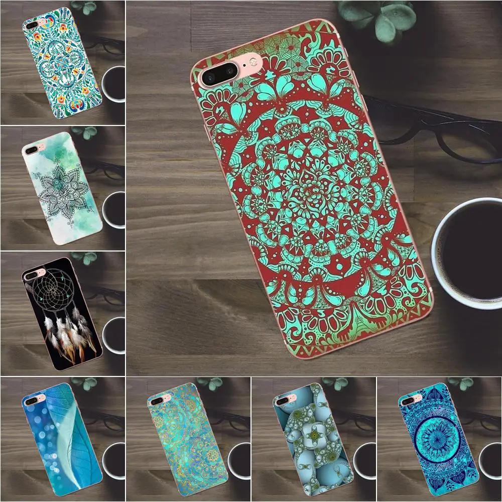 Мягкий ТПУ рисунок бирюза Мандала X кружевное дерево для Huawei G8 Honor 5C 5X 6 6X 7 8 9 Y5II Mate P7