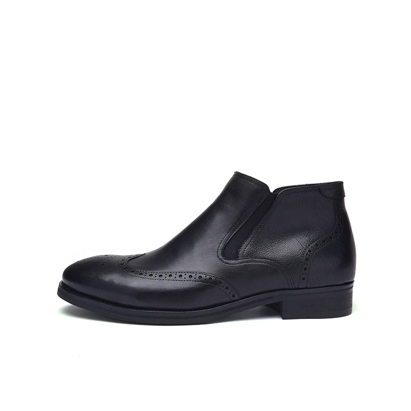 Jackmiller Top Brand Men's Boots Spring Autumn Cow Leather Men Rubber Outsole Goring &amp Side Zipper Black Color Fall | Обувь