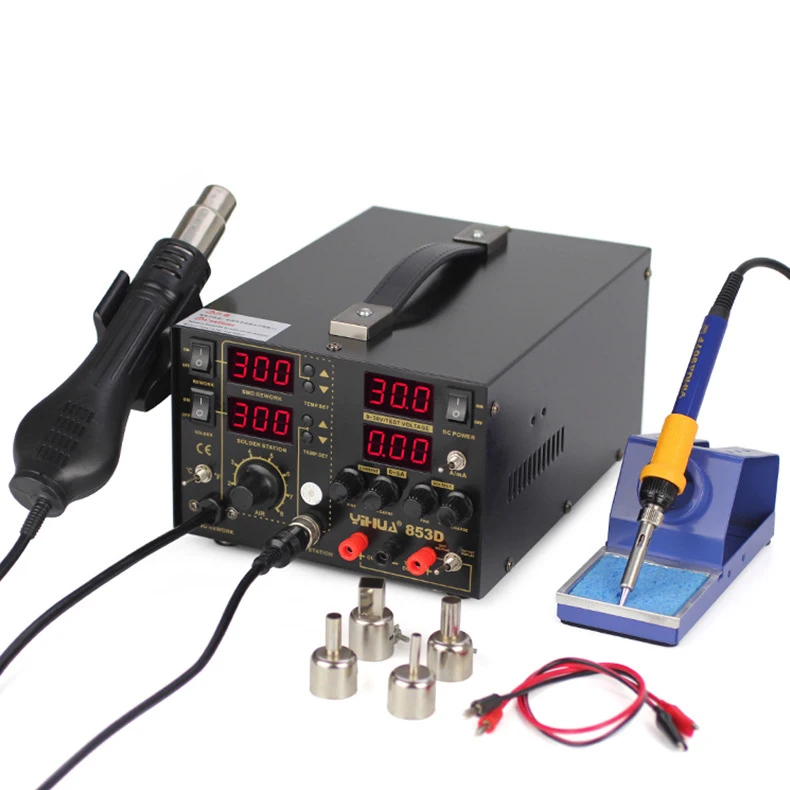 Паяльная станция YIHUA 853D 3 в 1 SMD 30 В 5 А 110 В/220 В|Электрические паяльники| |