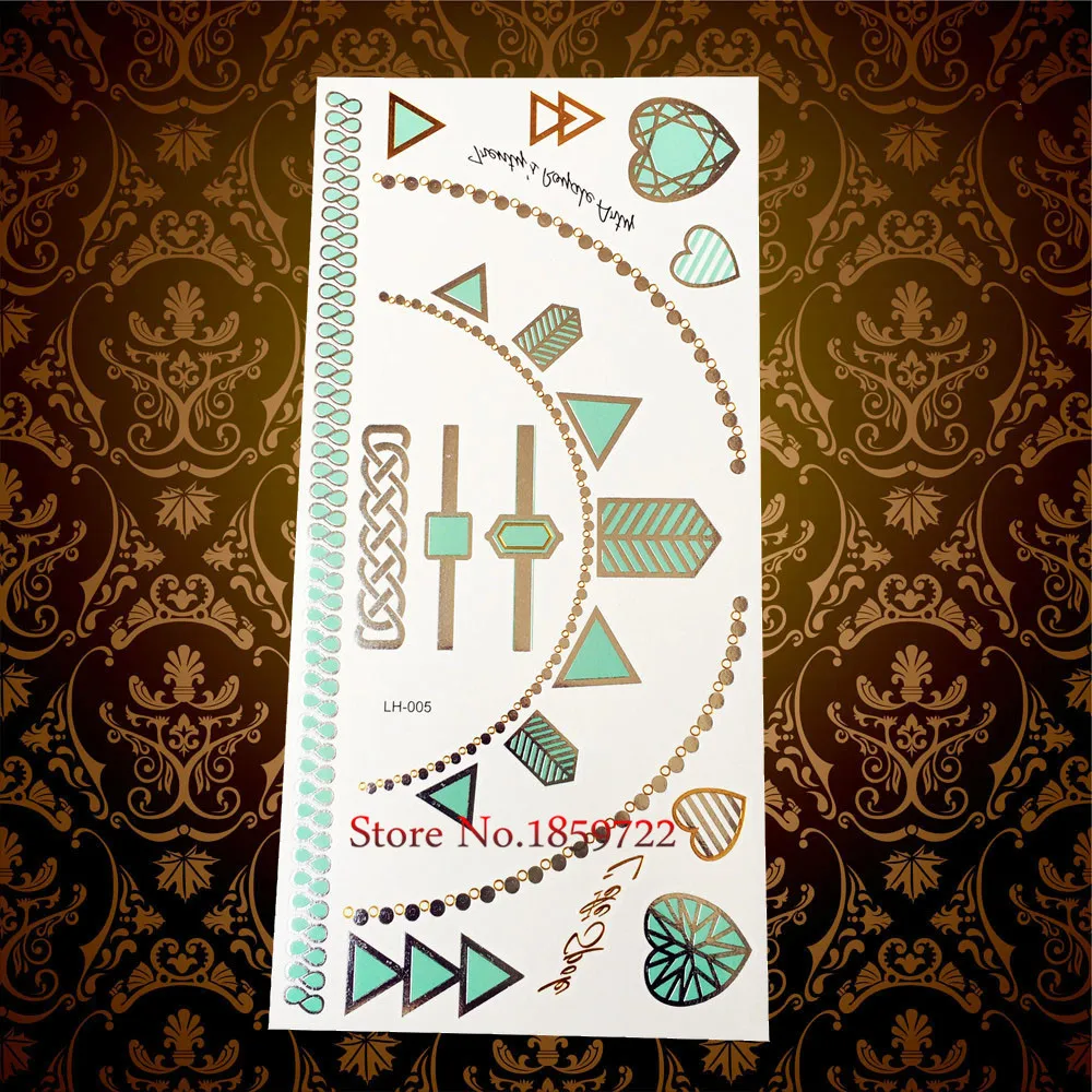 1 шт. Модная Золотая Серебряная блестящая металлическая Временная наклейка Tatttoo