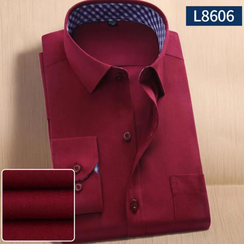 Мужская деловая рабочая одежда однобортные рубашки Camisa однотонные яркие цвета