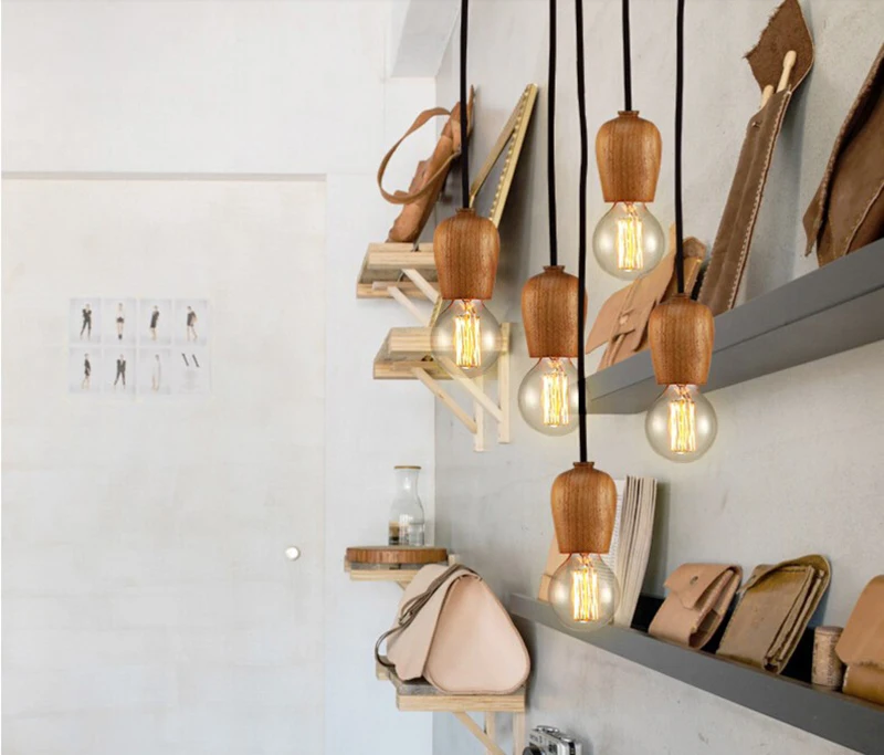 Яркая ретро-лампа из древесины дуба Sprout винтажный подвесной светильник