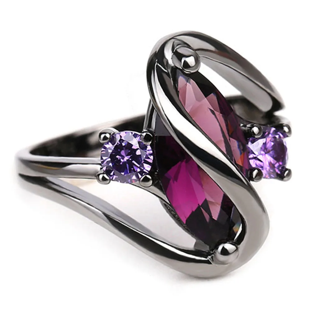 Trendy Pink Engagement Wedding Rings For Women Horse Eye Cz Black Gold Party Jewelry Bague Femme Anillos | Украшения и аксессуары