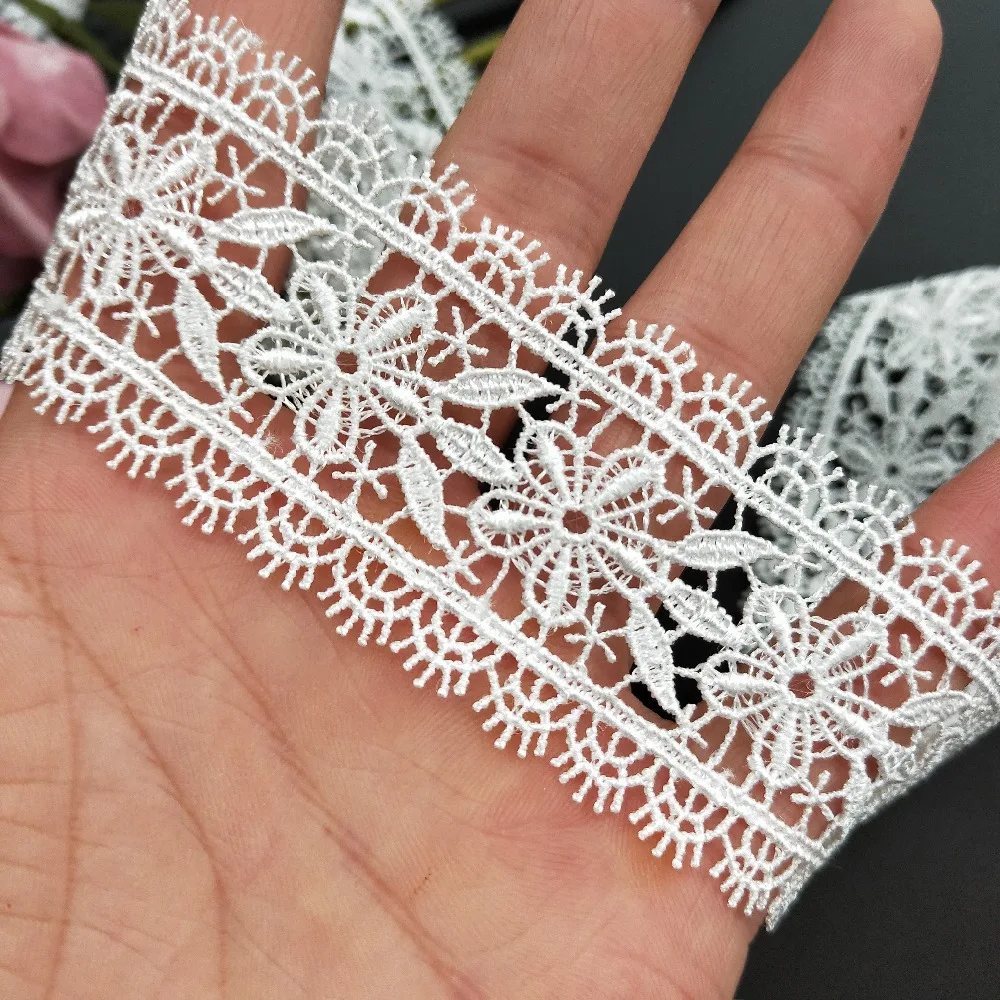 1 Meter 4cm White Polyester Crochet Tape Lace Edge Trim Ribbon Fabric Embroidered Applique Sewing Craft Wedding Dress Clothes | Дом и сад