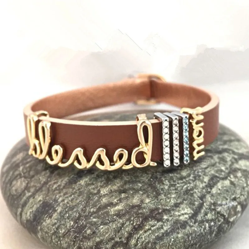 Somsoar Jewelry blessed Family with MOM Mesh Набор браслетов из нержавеющей стали и 4 шт DIY Подвески в