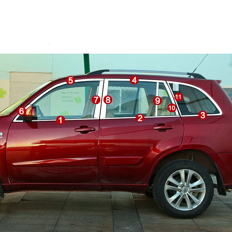 Lsrtw2017 304 нержавеющая сталь окна автомобиля планки для Защитные чехлы для сидений, сшитые специально для chery tiggo 3